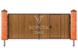 Деревянные распашные ворота с калиткой 2250×2500 ЗМК-5254